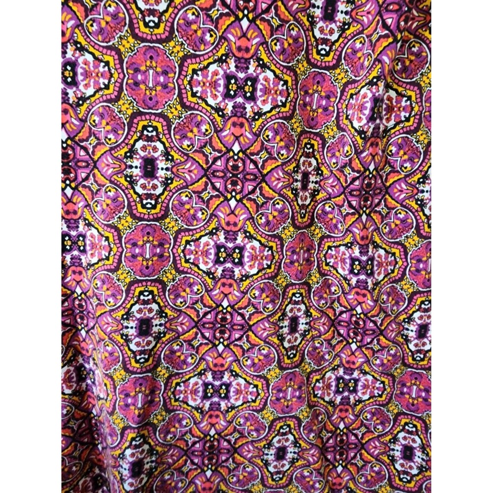 Lands End Womens XS Pink Orange Medallion Split Neck Sleeveless Shift Dress - Picture 9 of 10